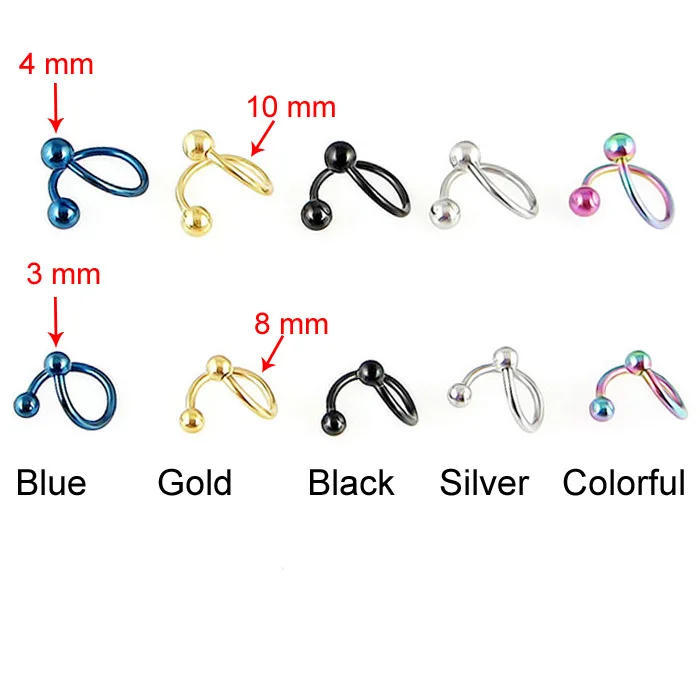 Мода 6 цветов смешанные ювелирные изделия для пирсинга губ носа ушей унисекс