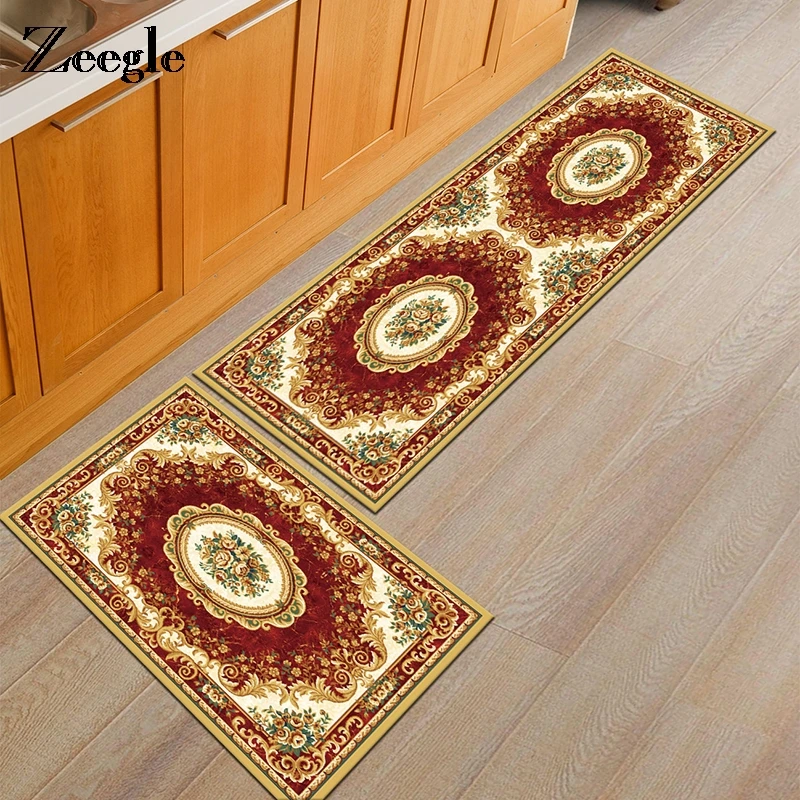 

Zeegle European Style Kitchen Rugs Carpets For Living Room Bedroom Bedside Mats Anti-slip Bathroom Floor Mats Hallway Rugs