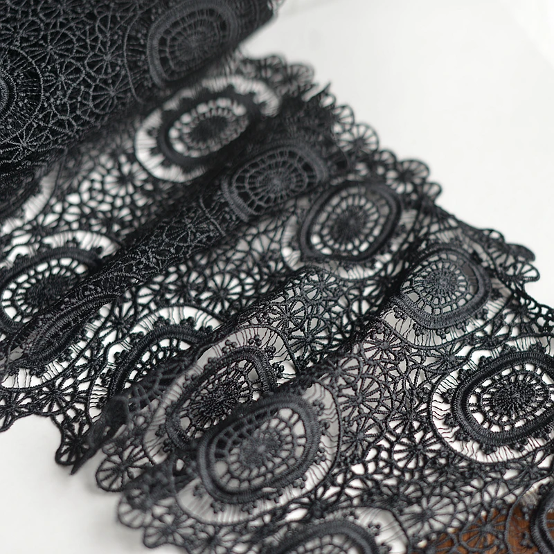 Кружевные аксессуары черное водорастворимое кружево для вышивки головных