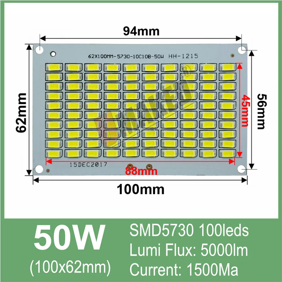 50 Вт Светодиодный прожектор PCB плата SMD5054/2835/5730 светодиодный Алюминий ручка с пластинчатым основанием, теплый белый/белый Светодиодный прожектор источник