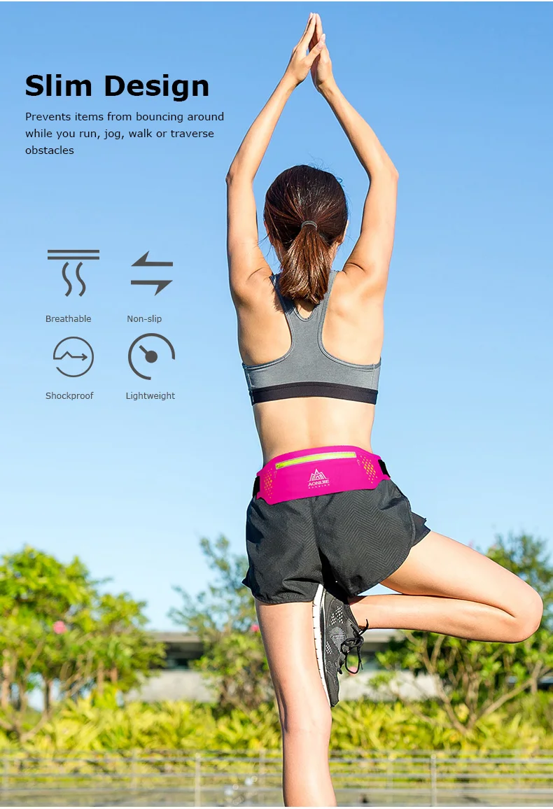 AONIJIE W923 Adjustable Slim Running Waist Belt Jogging Bag Fanny Pack Travel Marathon Gym Workout Fitness 6.5 in Phone Holder