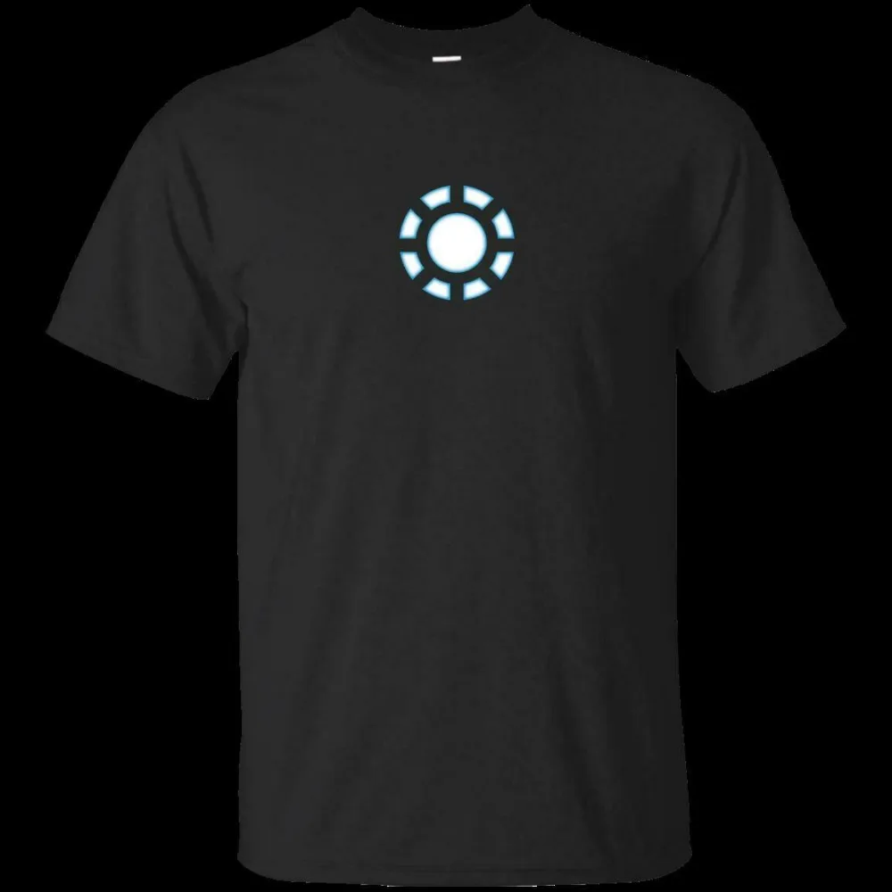 Arc Reactor Led Iron Man Старк Тони хит черная темно синяя футболка Мужская короткая 2019