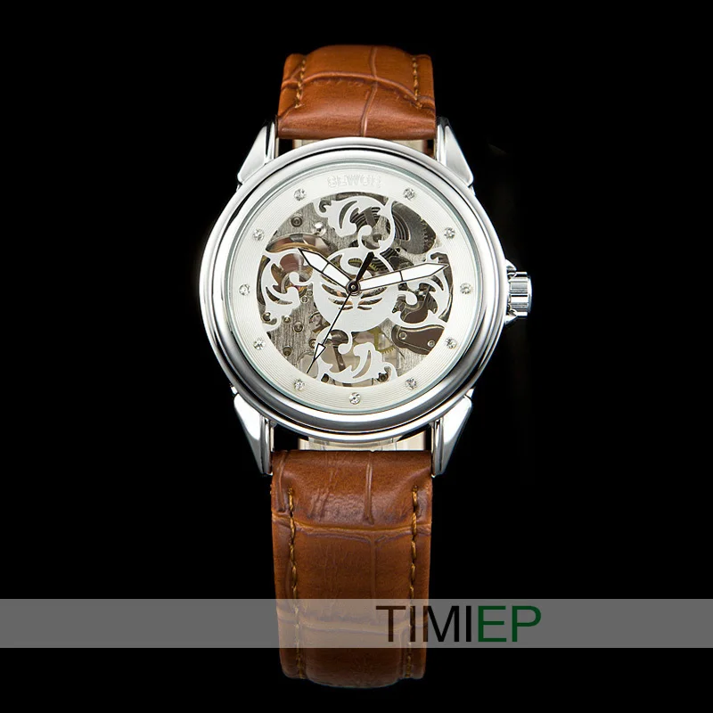 SEWOR мужские часы механические ручные женские со стразами стимпанк Скелетон C896|clock