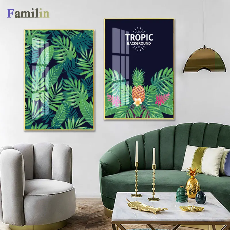 Акварельная ваза зеленое растение холст картина художественный принт постер