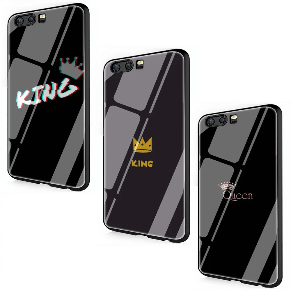 Крышка из закаленного стекла queen and king чехол для Huawei P10 P20 P30 mate 20 Honor 9 10 Lite Pro 7A 8X P Smart