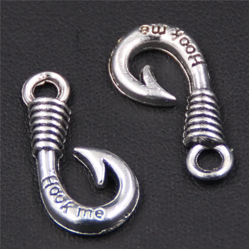 WKOUD 20 шт. сплав Word Hook Me штампованные винтажные подвески в форме рыбьего крючка