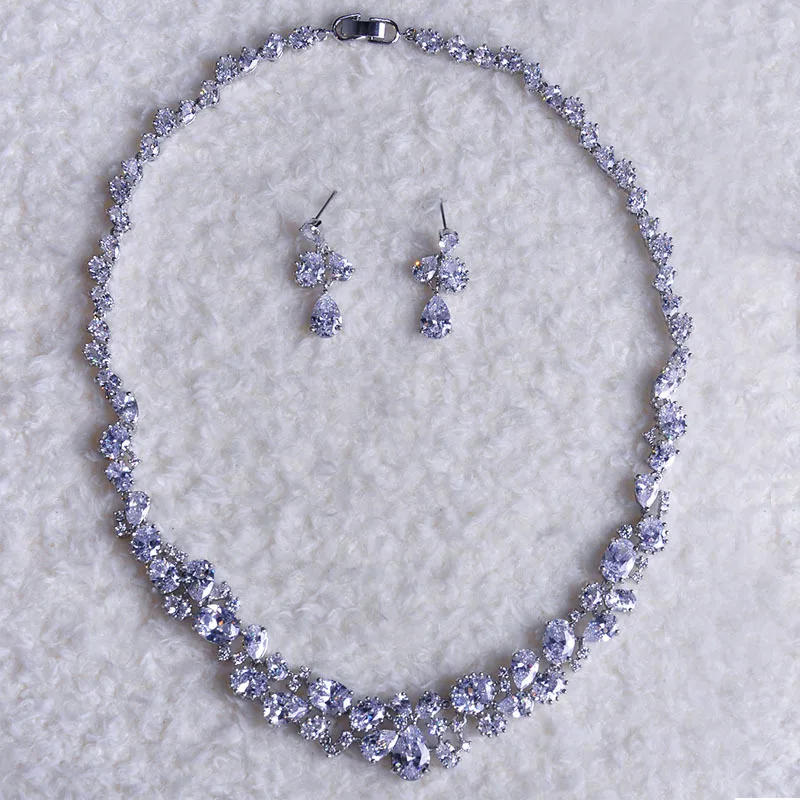 MECHOSEN Роскошные Ювелирные наборы ожерелья и серьги-гвоздики для женщин CZ Циркон