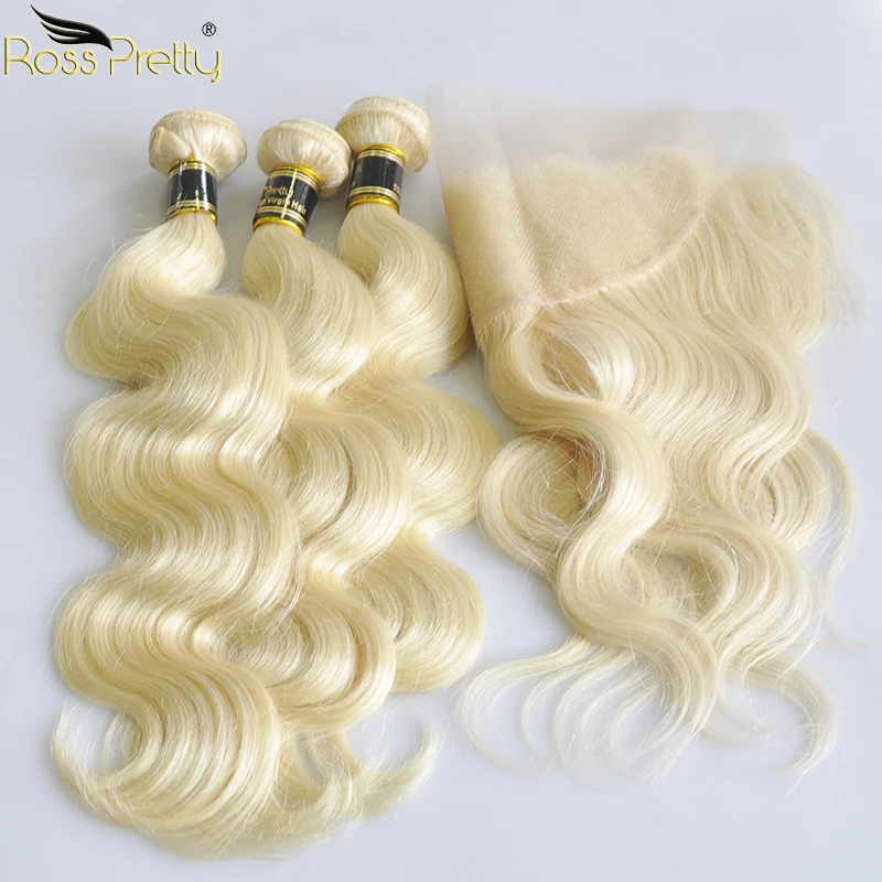 Ross Pretty Remy индийские пучки волнистых волос с фронтальной 613 человеческие волосы