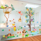 Лес Дикий Совы обезьяны Черепаха Дерево наклейки на стену для детской комнаты настенный Декор мультфильм наклейки на стену в виде животных искусство плакаты ПВХ diy настенная роспись