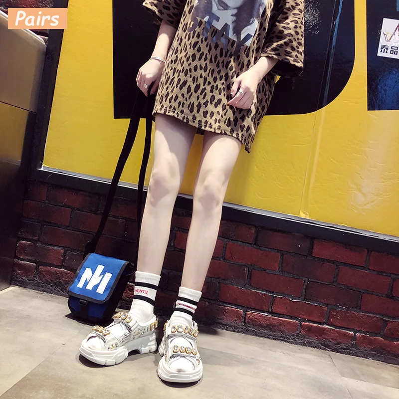 Женские летние модные толстые нижние сандалии со стразами Новинка 2019 года