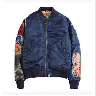 2015 best bape hip hop men jacket embroidery shark windbreaker baseball camo camouflage military sport outwear badge down coat | Мужская
