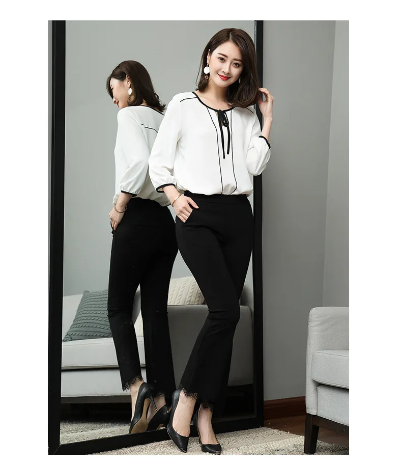 Женская шифоновая блузка с круглым вырезом и рукавом 3/4|chiffon shirt|blouse fashionblouses plus |