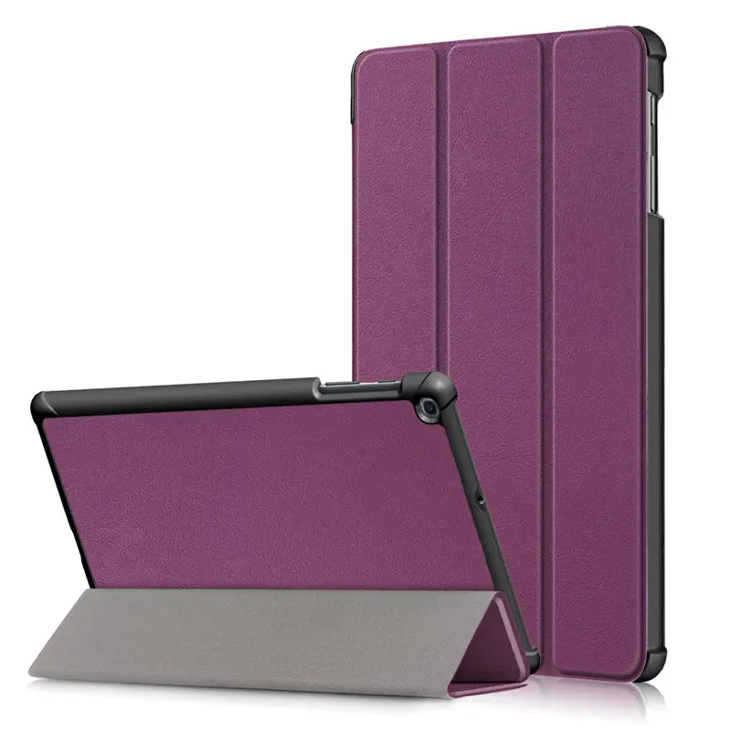 Purple Чехол для samsung Galaxy Tab A 10,1 T510 T515 SM-T510 SM-T515, тонкий магнитный складной чехол-подставка из искусственной кожи+ подарок - Цвет: Purple
