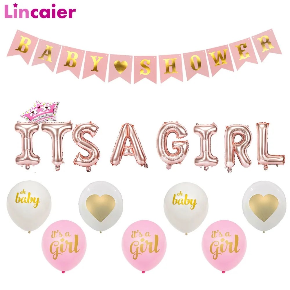 Lincaier, детские розовые бумажные украшения для баннеров, воздушные шары для мальчиков и девочек, вечерние принадлежности, принадлежности для детей