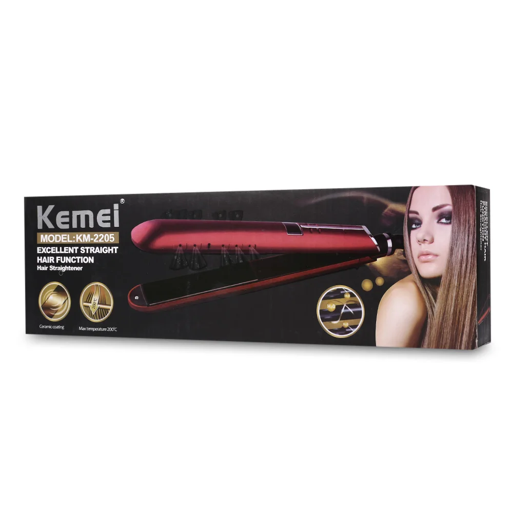Kemei керамическое покрытие LCD Электрический Выпрямитель для волос инструмент