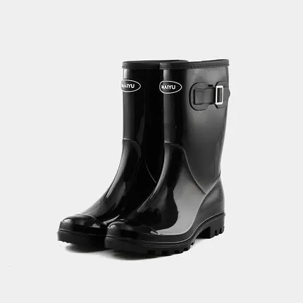 Женские резиновые сапоги на платформе ботильоны низком каблуке без застежки