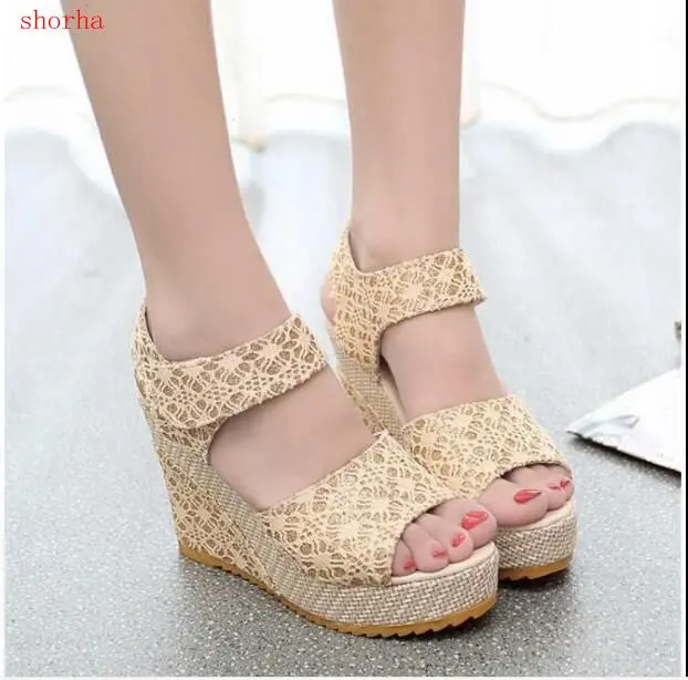 

Women Sandals Summer New Open Toe Fish Head Fashion platform High Heels Wedge Sandals female shoes women shoes Size 35-40