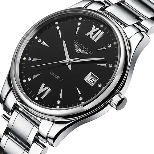 GUANQIN GQ80019 мужские деловые крутые водонепроницаемые светящиеся кварцевые часы