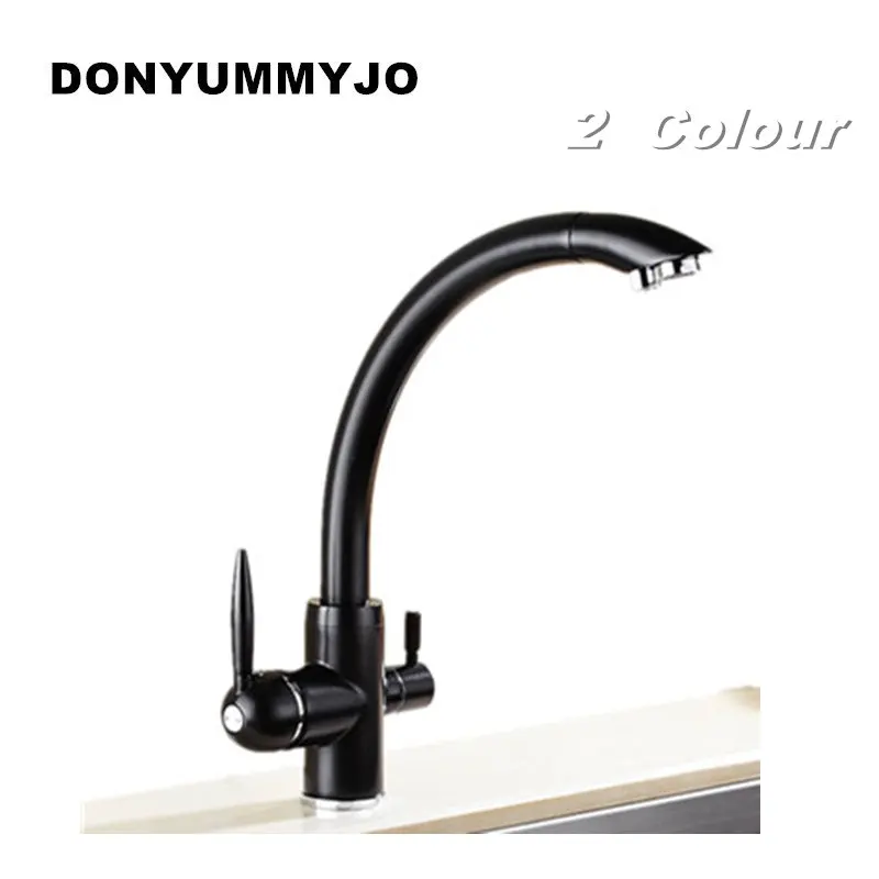

DONYUMMYJO, новый дизайн, смеситель для кухни из твердой латуни, черный, с обратным осмосом, с тройным потоком, смеситель для раковины с фильтром, ...