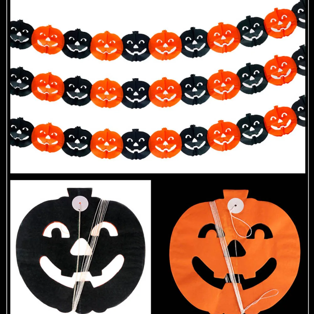 Хэллоуин бумага 3 м цепочка с тыквой гирлянда украшения тыква летучая мышь