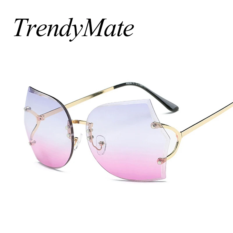 2017 ретро большие очки без оправы женские дизайнерские градиентные старинные в
