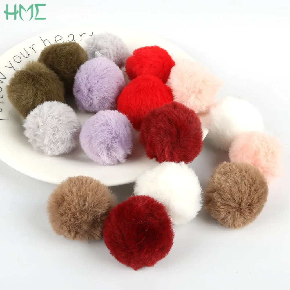 New 6pcs/lot 4cm DIY Handmade Accessories Faux Rabbit Fur Ball PomPom Pendant Charms For Earring Key Chain Jewelry Making | Украшения и