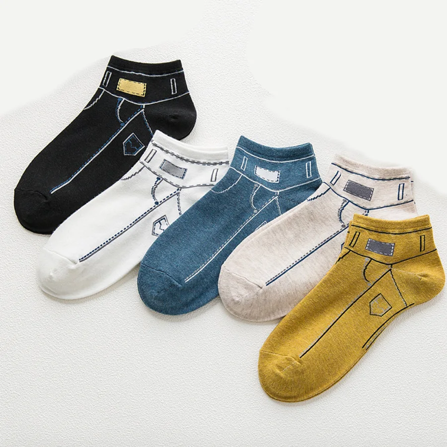 5 пар/лот забавные туфли узор для женщин хлопковые короткие носки в стиле