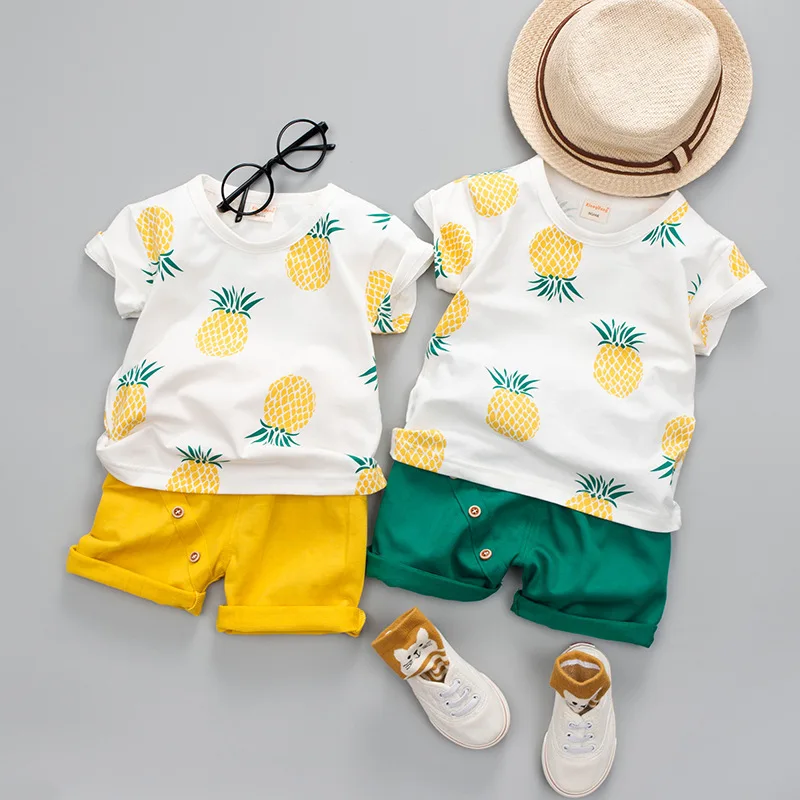 Summer kids Boys Clothes Set Print T-shirt &amp Shorts Cotton Short Sleeve Tops Little Children casual Clothing Outfits |