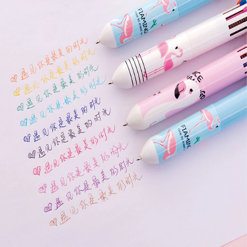 20 шт./лот Kawaii 10 цветов в одном шт Фламинго пластиковая шариковая ручка