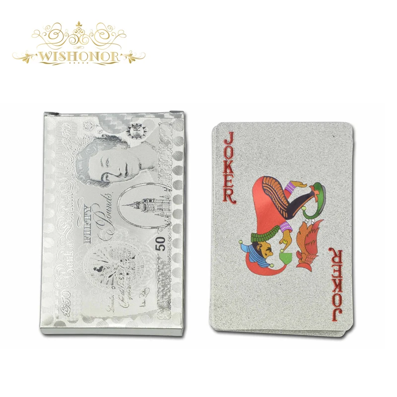 2017 новые товары для одной колоды серебряные игральные карты английский стиль 50