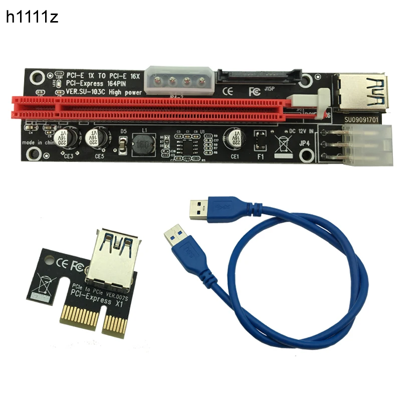 Новый 4-контактный 6pin SATA Блок питания PCI-Express Riser Card 60 см USB 3 0 кабель для передачи