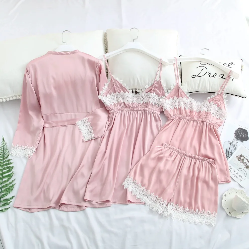 Пижама женская с длинным рукавом 4 шт. пижама для женщин комплект одежды сна