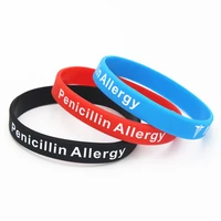 3pcs hot sale bracelets medical alert penicillin allergy silicone wristband armband nurse bangles adult 3 colours gift sh093