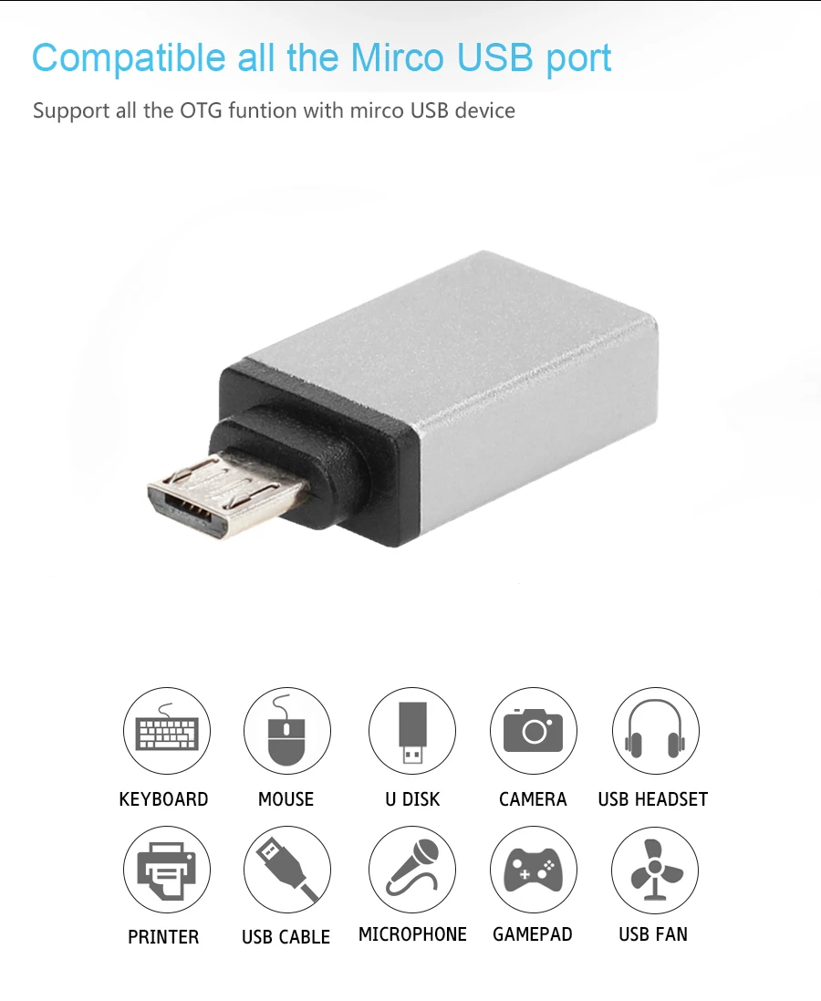 OTG адаптер Micro USB к USB 2,0 OTG конвертер кабель для Android samsung Galaxy планшет Xiaomi для флэш-мыши клавиатуры