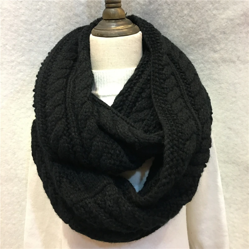 Новинка Зимний вязаный шарф бесконечности унисекс кольцо для влюбленных пар