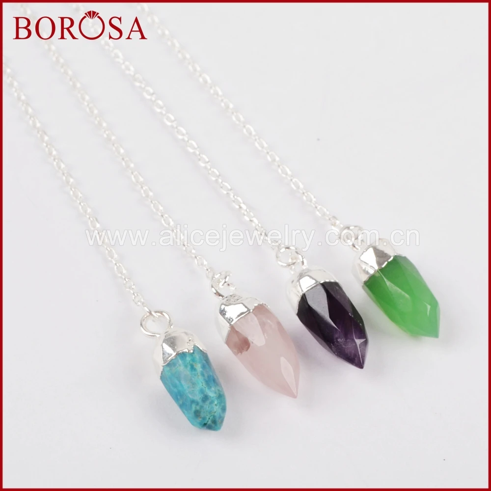 BOROSA, модные серьги-капли Drusy, серебряный цвет, много камней, кварц, голубой камень Howlite, крошечные серьги с шипами S1309