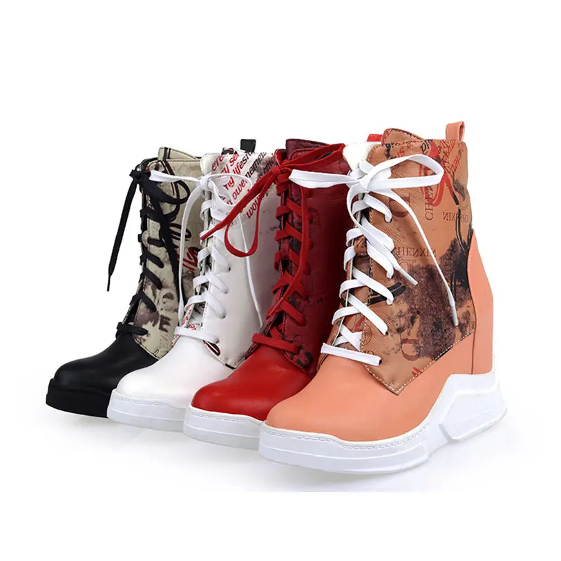 С высоким берцем женская обувь на платформе вечерние туфли лодочки круглый носок