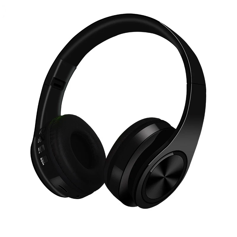 Беспроводные наушники Bluetooth гарнитура складные наушники регулируемые наушники с микрофоном для ПК мобильного телефона Mp3 - Цвет: Black