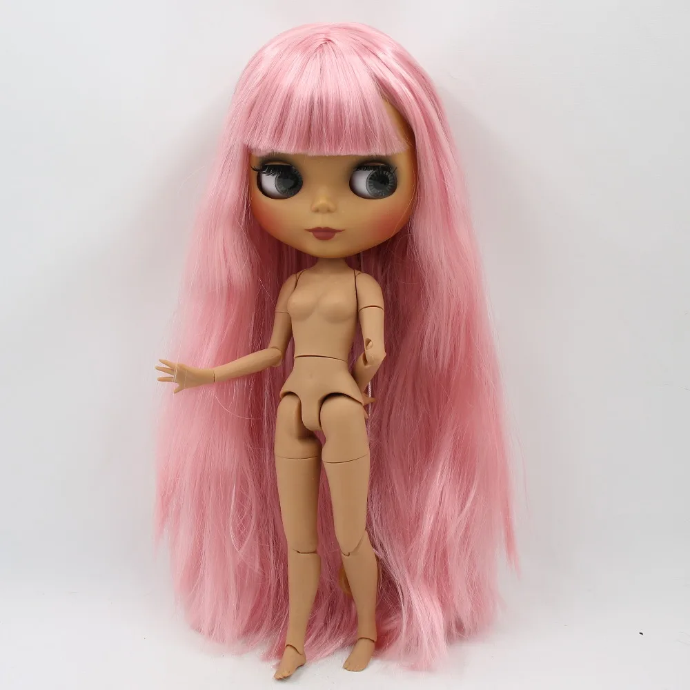 

ICY DBS Blyth doll 1/6 bjd joint body dark skin matte face pink hair 30cm toy fashion doll