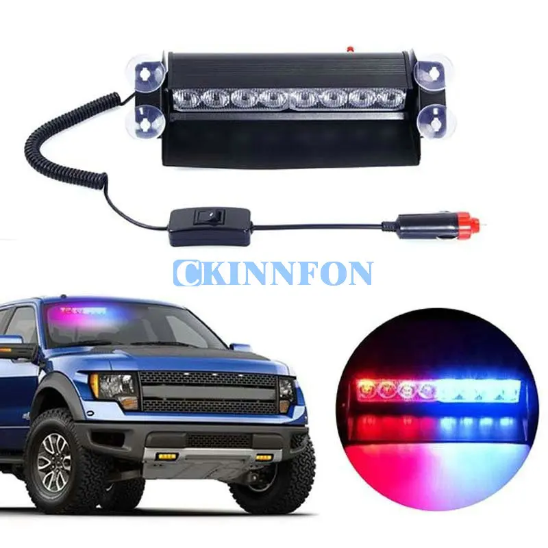 10 шт./лот 12 В авто 8 LED Полицейский стробоскоп синий тире аварийный мигающий