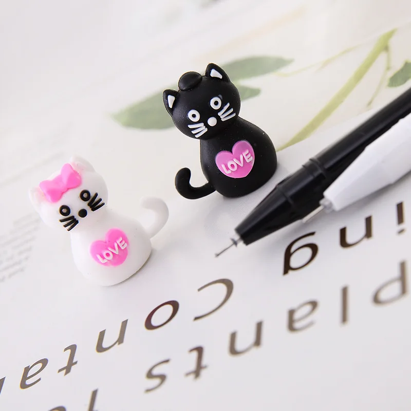 36 шт./лот, милая гелевая ручка с черно-белым котом, Kawaii, 0,5 мм, черные чернила, ручки для письма, нейтральная ручка, oiice, школьные принадлежности