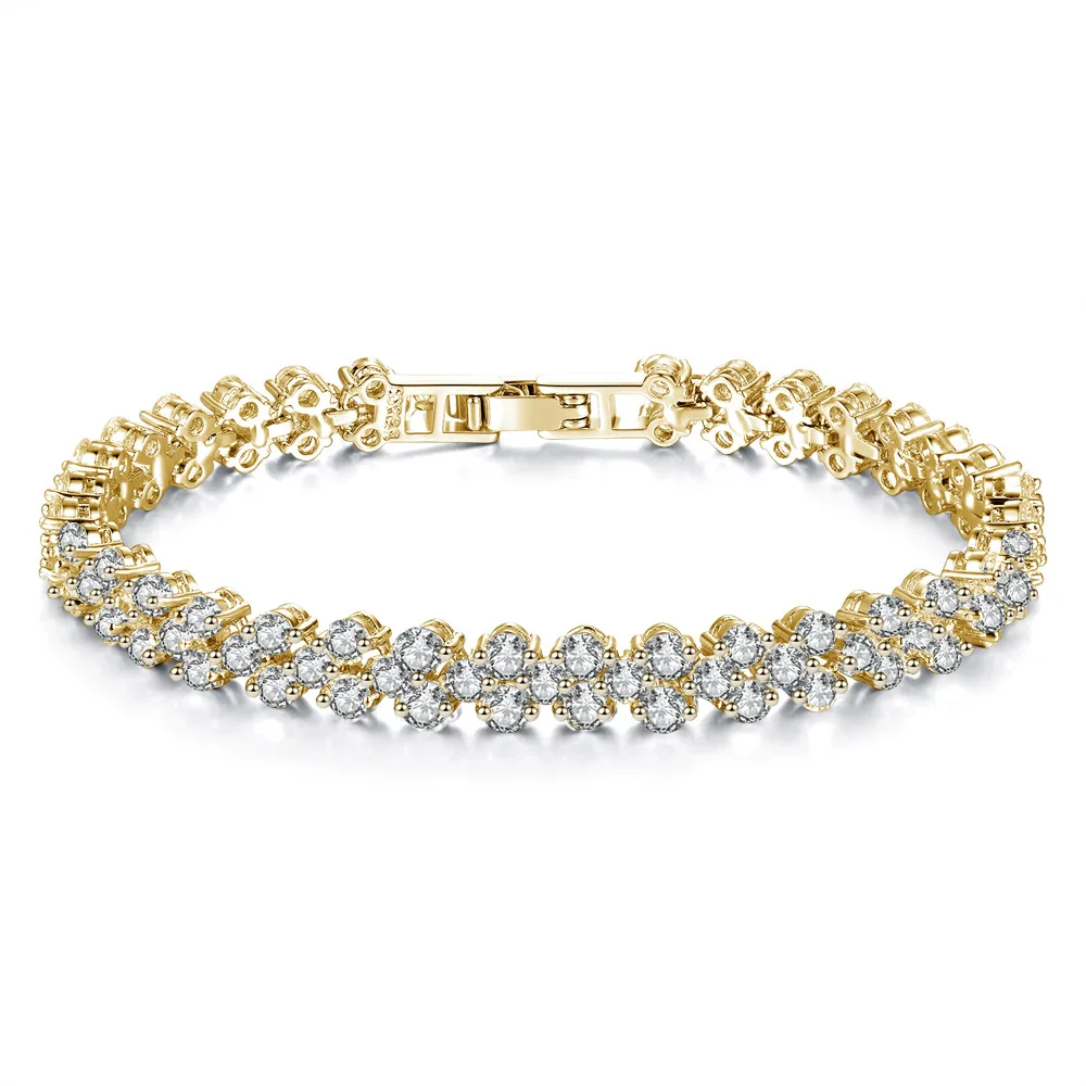 RACHEL VICHY CZ Crystal Tennis Bracelet Zircon Bangle Chains Gold Strand Bracelets For Women Female Jewelry B01 | Украшения и