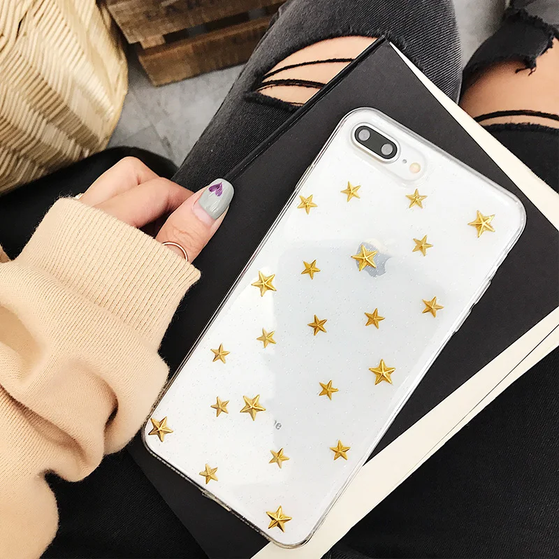 Чехол для телефона Wixcen Golden Stars Gitter Iphone 7 6s 8 Plus прозрачный мягкий силиконовый