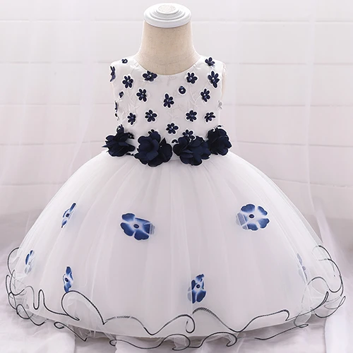 Blue 1 год; платье для дня рождения для девочек; костюм для маленьких девочек; летняя одежда для маленьких девочек; платье-пачка принцессы - Цвет: Blue