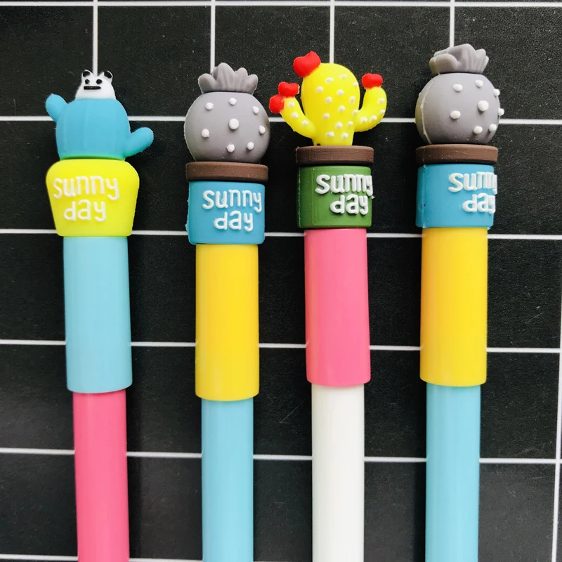 2 шт./лот Милая свежая стираемая гелевая ручка Кактус роллербол для школы офиса