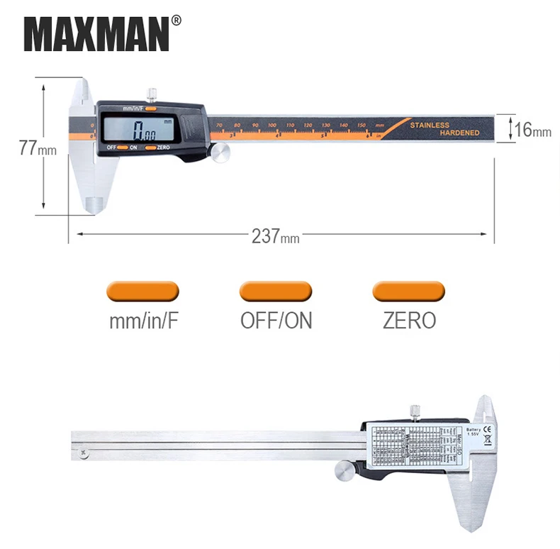 MAXMAN штангенциркуль 0-150 мм нержавеющая сталь цифровой прибор измерение высоты инструменты толщина скользящий Калибр штангенциркуль с циферблатом