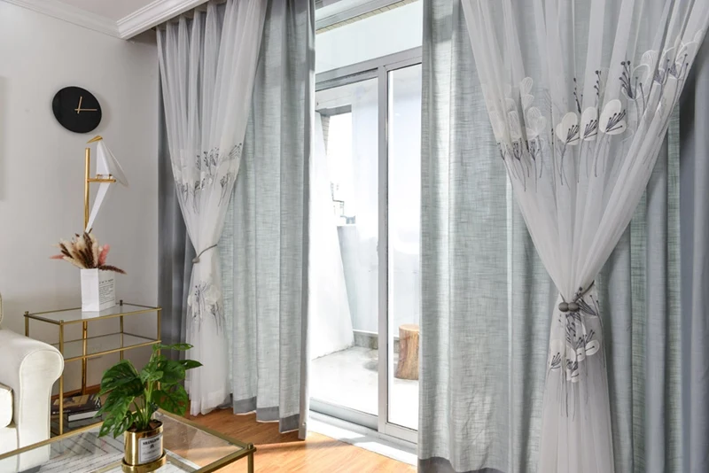 Белый прозрачный вышитый занавес s Европейский Cortinas Dormitorio тюль занавес для гостиной твердая серая ткань спальня WP067-30