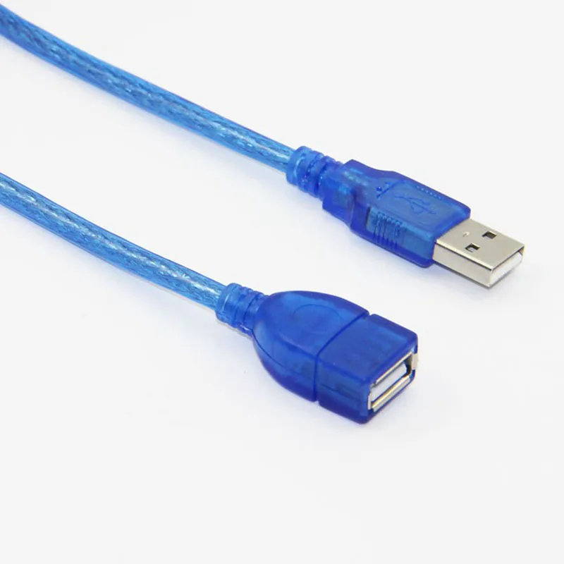 

10 шт./лот прозрачный синий Удлинительный кабель USB 2,0 штекер-гнездо M/F двойное экранирование (фольга + Плетеный) Высокая скорость 30 см 50 см 100 см