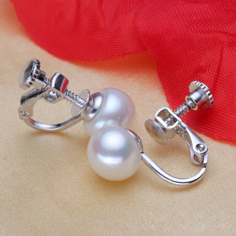 Женские серьги Клипсы из серебра 925 пробы с натуральным пресноводным жемчугом|clip