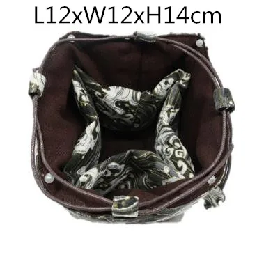 Thicken Wave Large 5 Grid Linen Cloth Bag Drawstring Travel Portable Jewelry Bags Pouch Small Tea Pot 4 Cup Storage Pouch